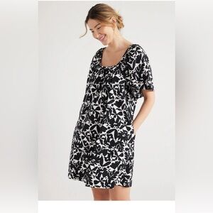 Free Assembly Women’s Square Neck Print Mini Dress with Pockets Medium